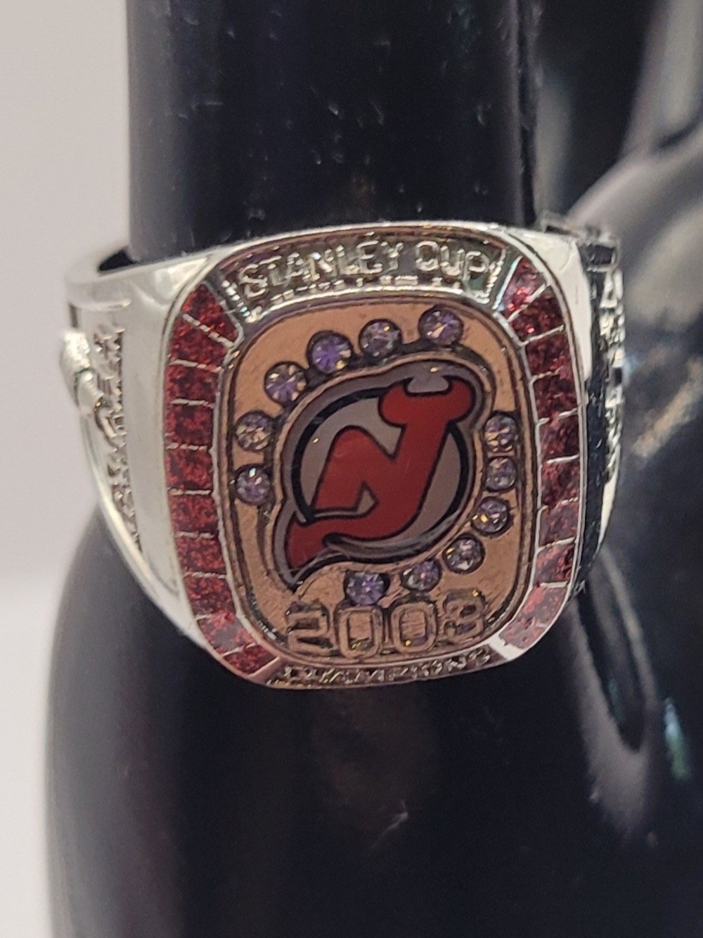 NHL New Jersey Devils 2003 Championship-Style Ring - Silver Red Purple